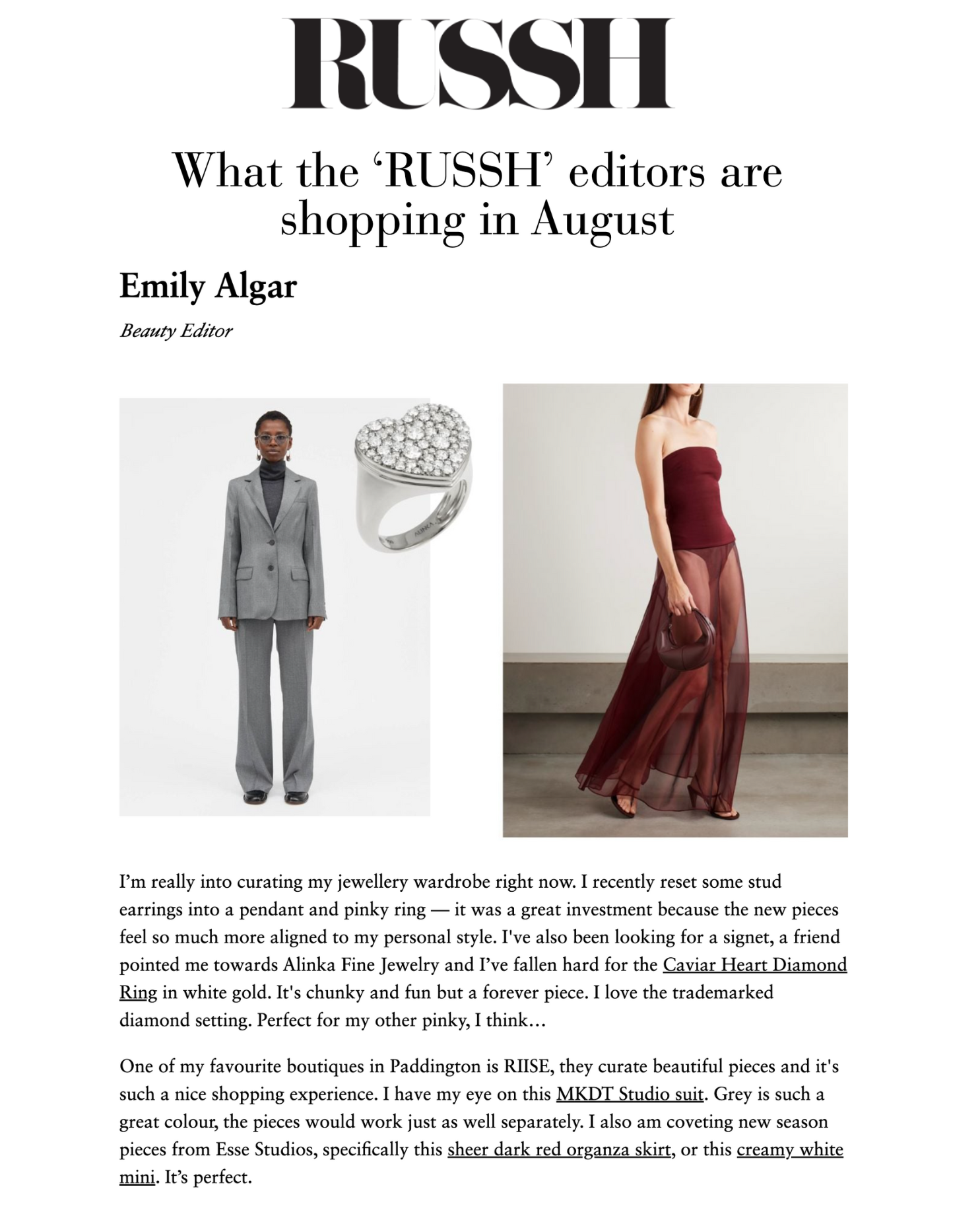 RUSSH \ What the RUSSH editors are shopping in August