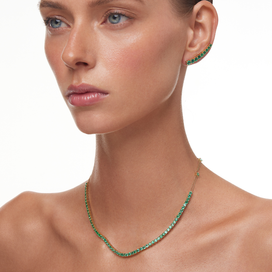DASHA Emerald Large Ear Cuff Single