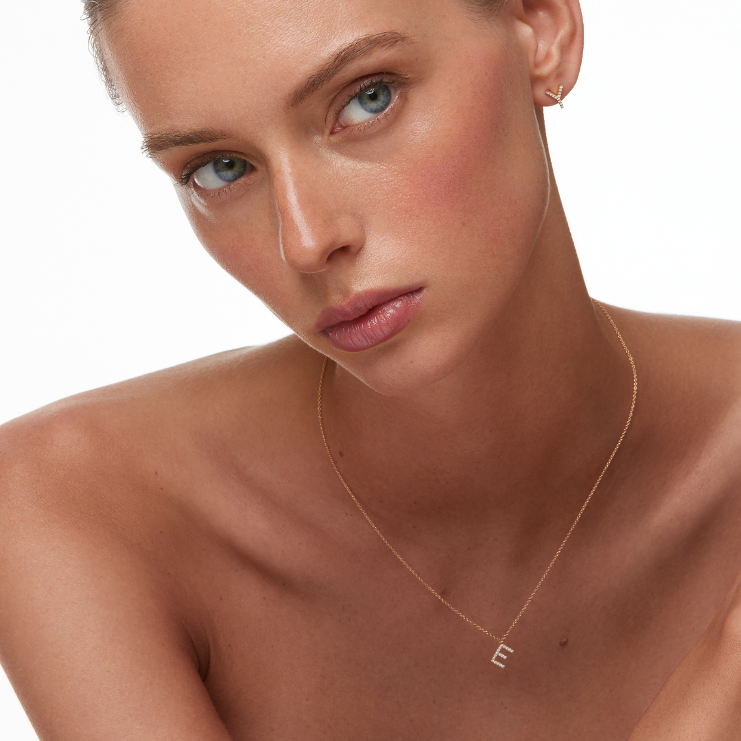 ID Initial Diamond Stud Earring Single