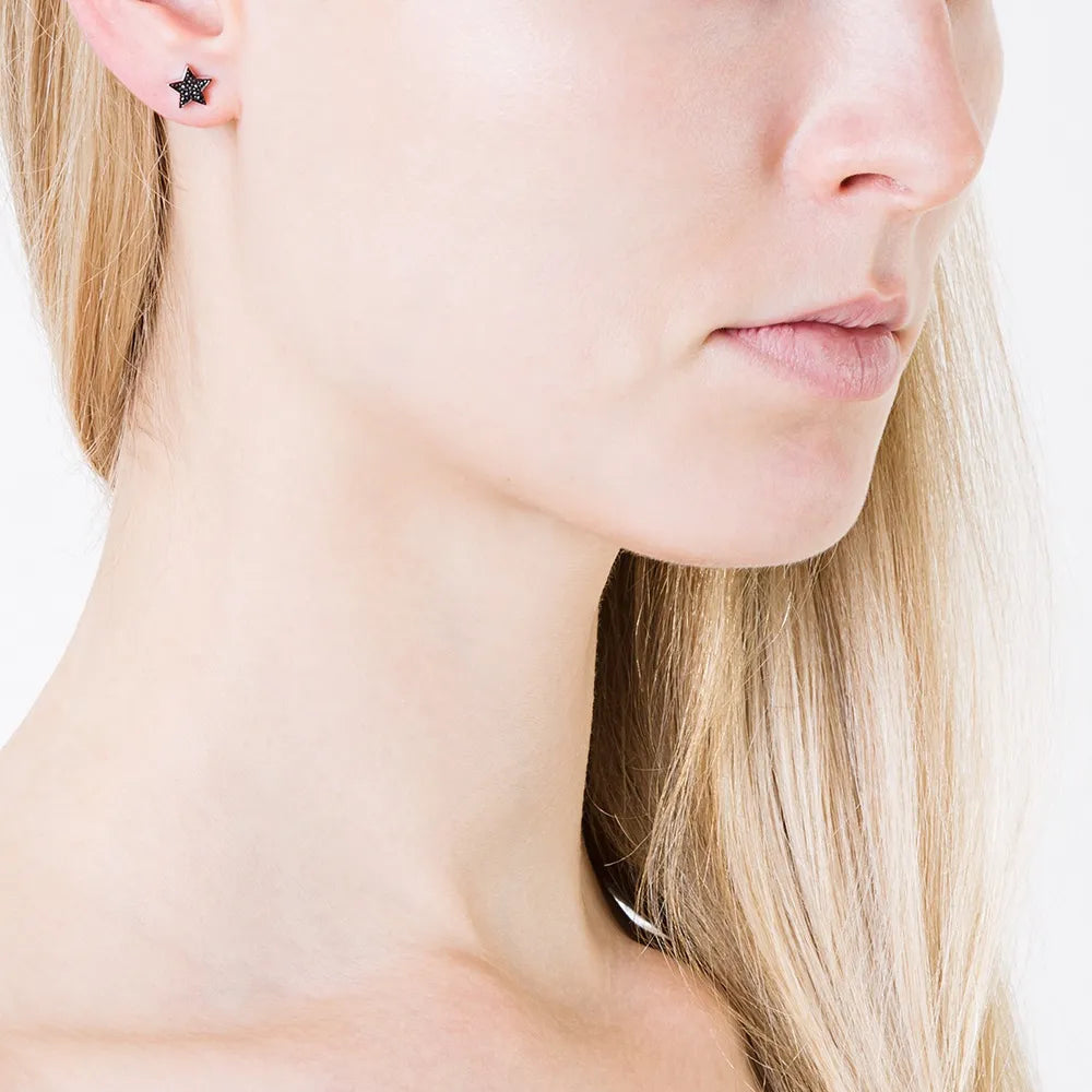 STASIA Star Mini Black Diamond Stud Earring Single