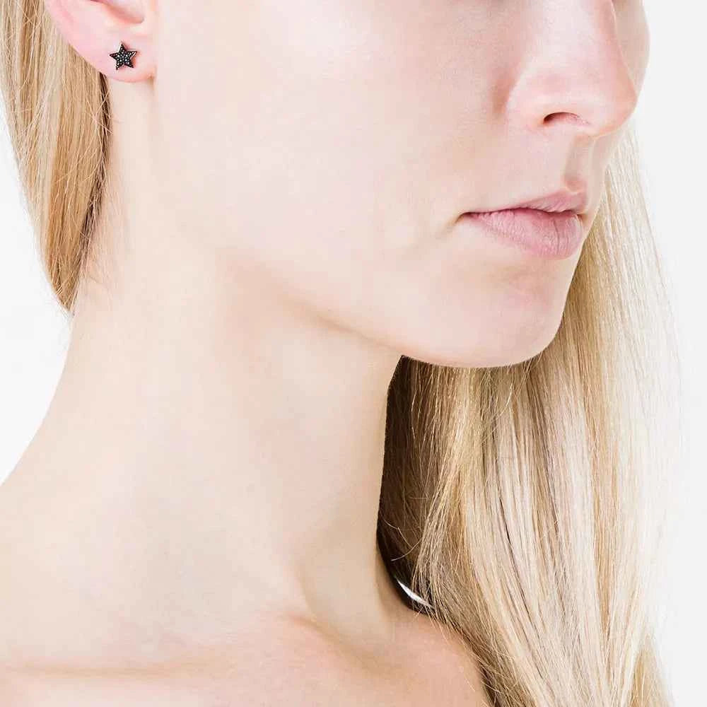 STASIA Star Mini Black Diamond Stud Earring Single