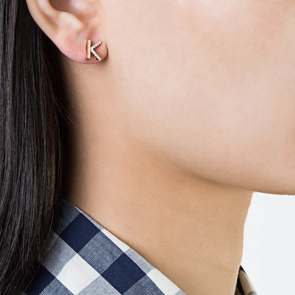 ID Initial Diamond Stud Earring Single
