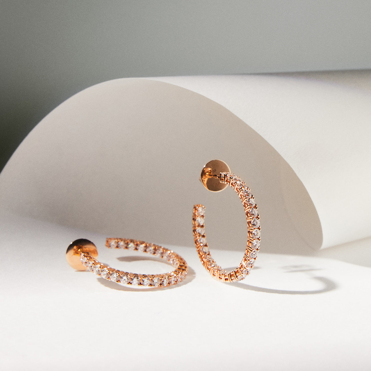 RIVIERA Midi Diamond Hoop Earrings Pair