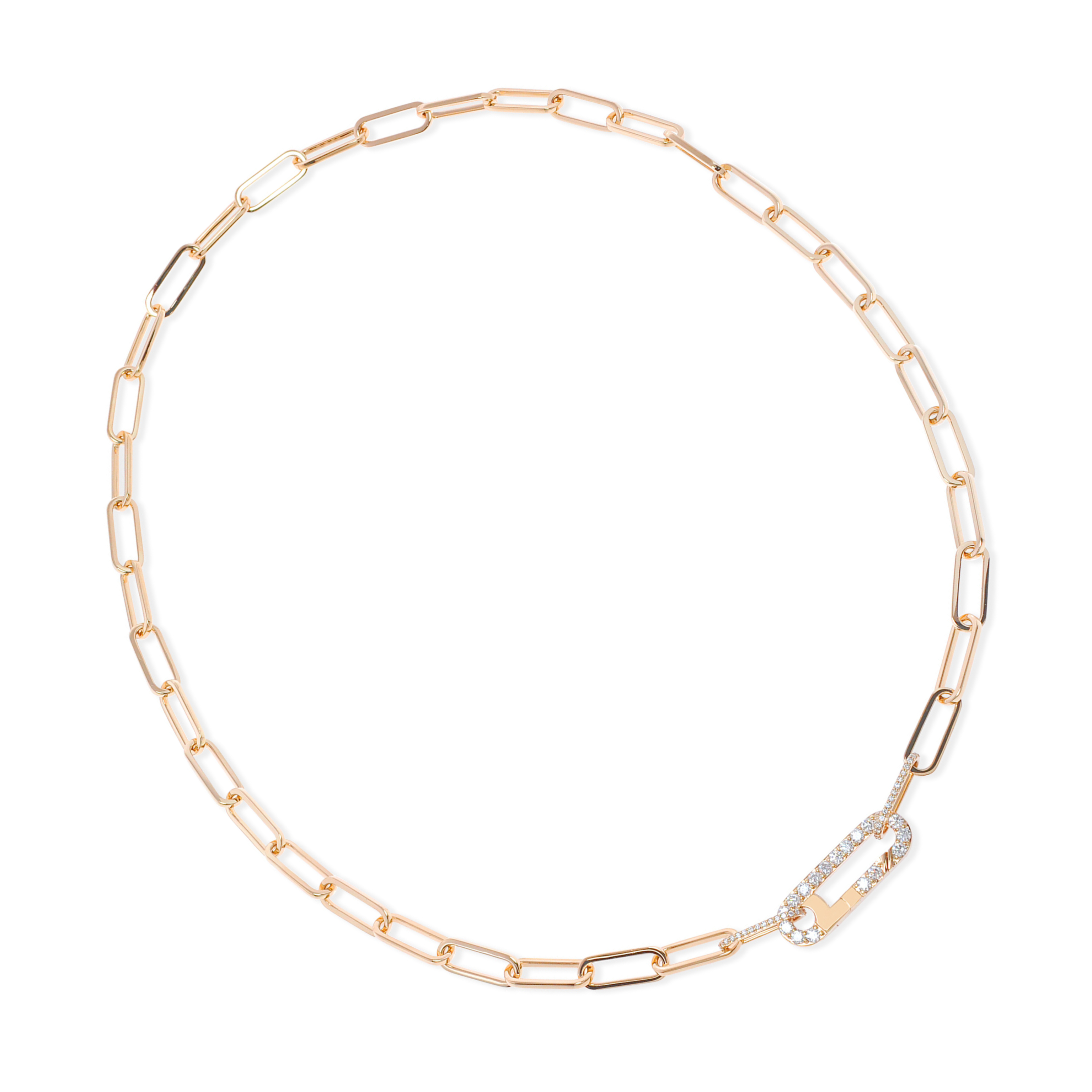 18K gold diamond LINKA paperclip chain with with pavé diamonds by ALINKA Fine Jewellery
