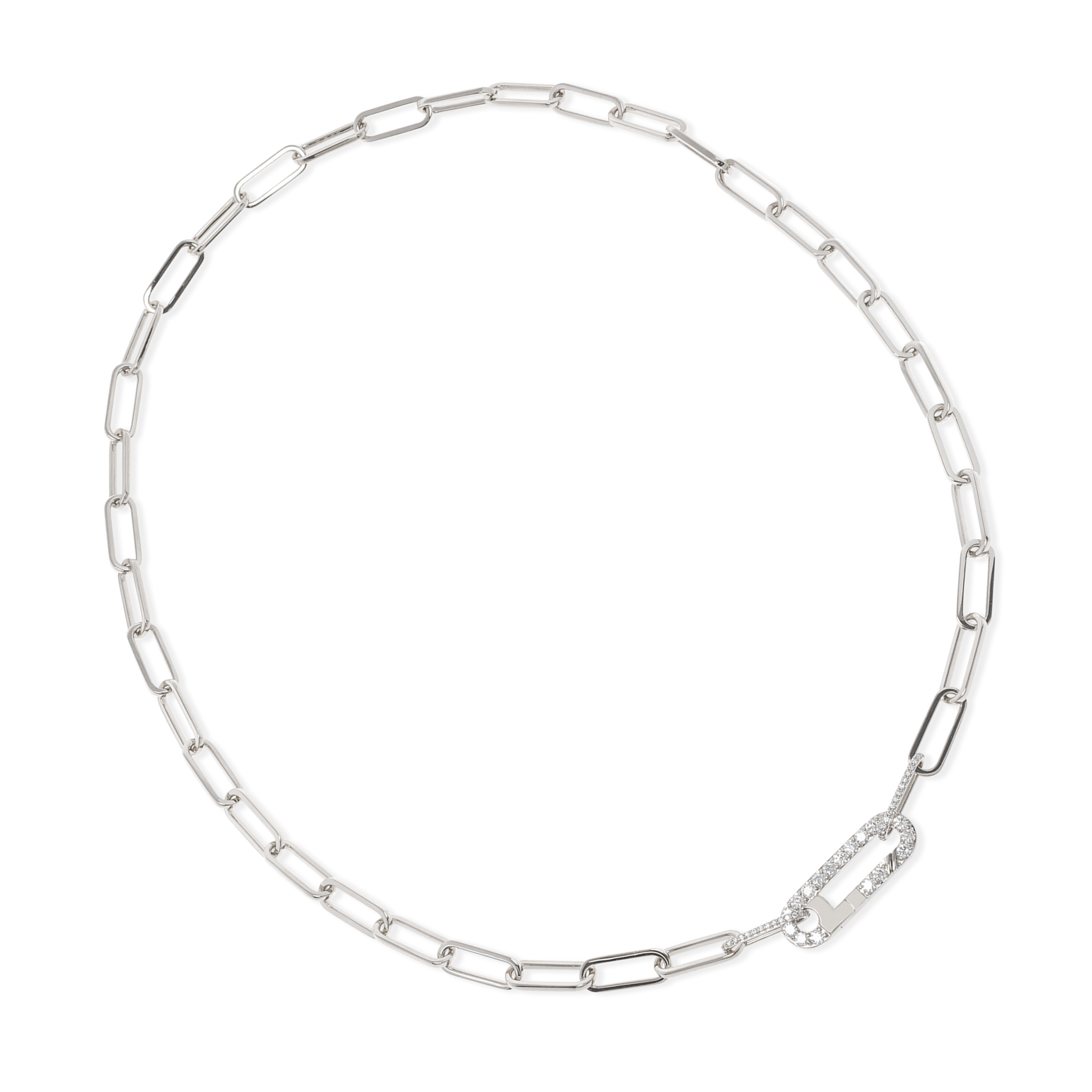 18K gold diamond LINKA paperclip chain with with pavé diamonds by ALINKA Fine Jewellery