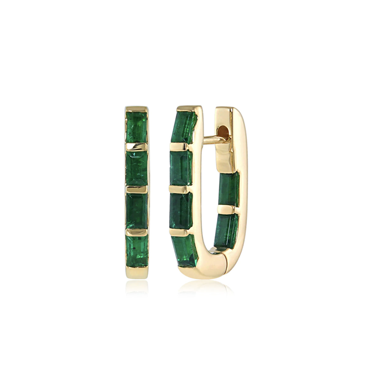 Baguette Emerald LINKA Grande hoop style earrings