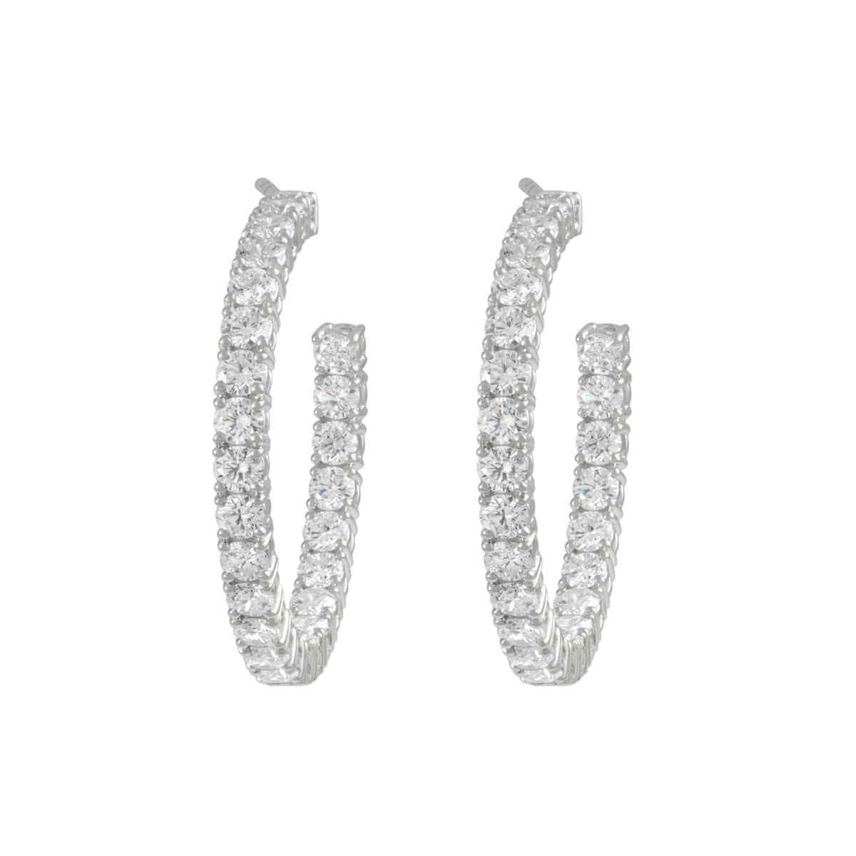 RIVIERA Midi Diamond Hoop Earrings Pair