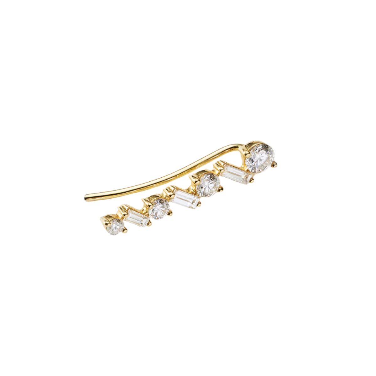 ANA Baguette and Brilliant Cut Diamond Ear Cuff Single