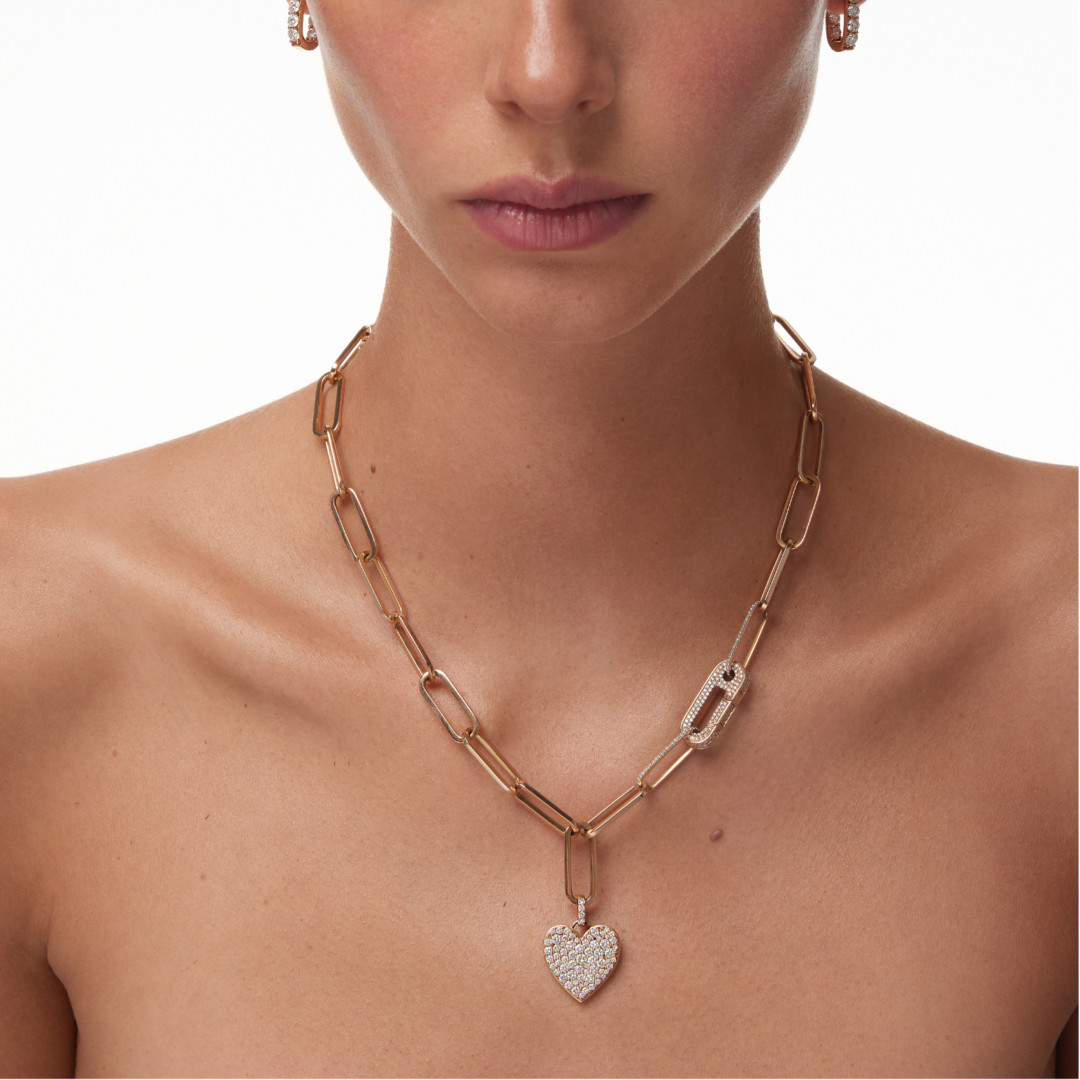 18K gold CAVIAR Heart diamond pendant with pavé diamonds by ALINKA Fine Jewellery