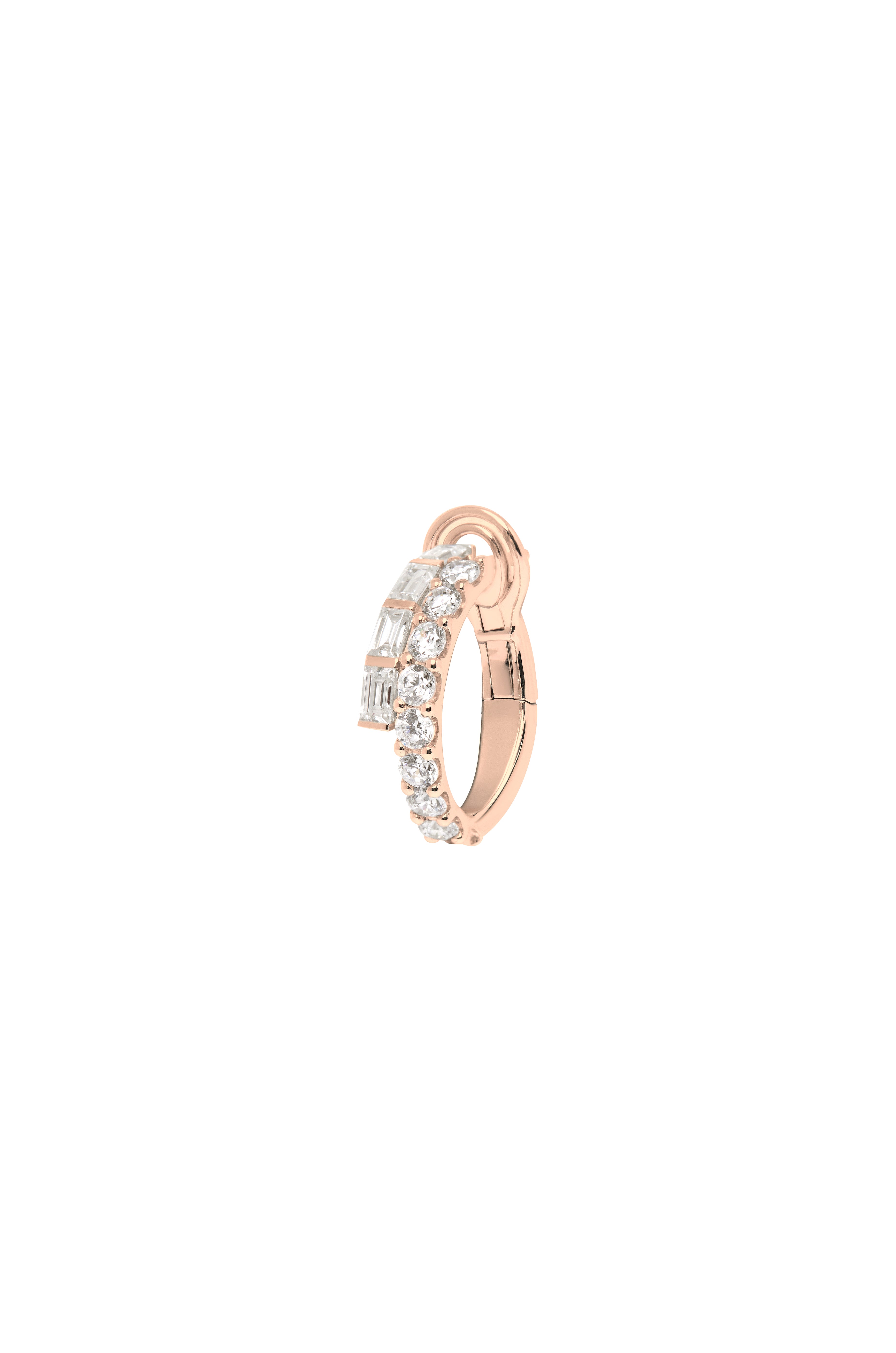 18K gold ECLIPSE diamond hoop earrings with brilliant and baguette cut diamonds by ALINKA Fine Jewellery