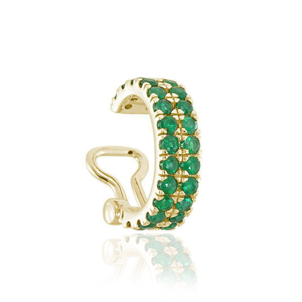ELENA Double Row Emerald Ear Cuff Single