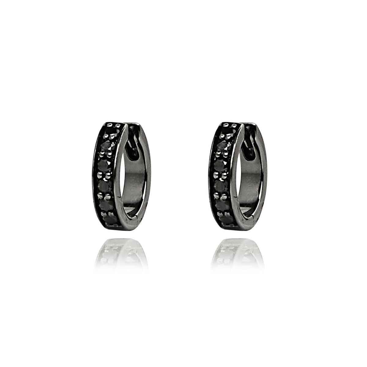 IRINA Black Diamond Huggie Hoop Earrings Pair