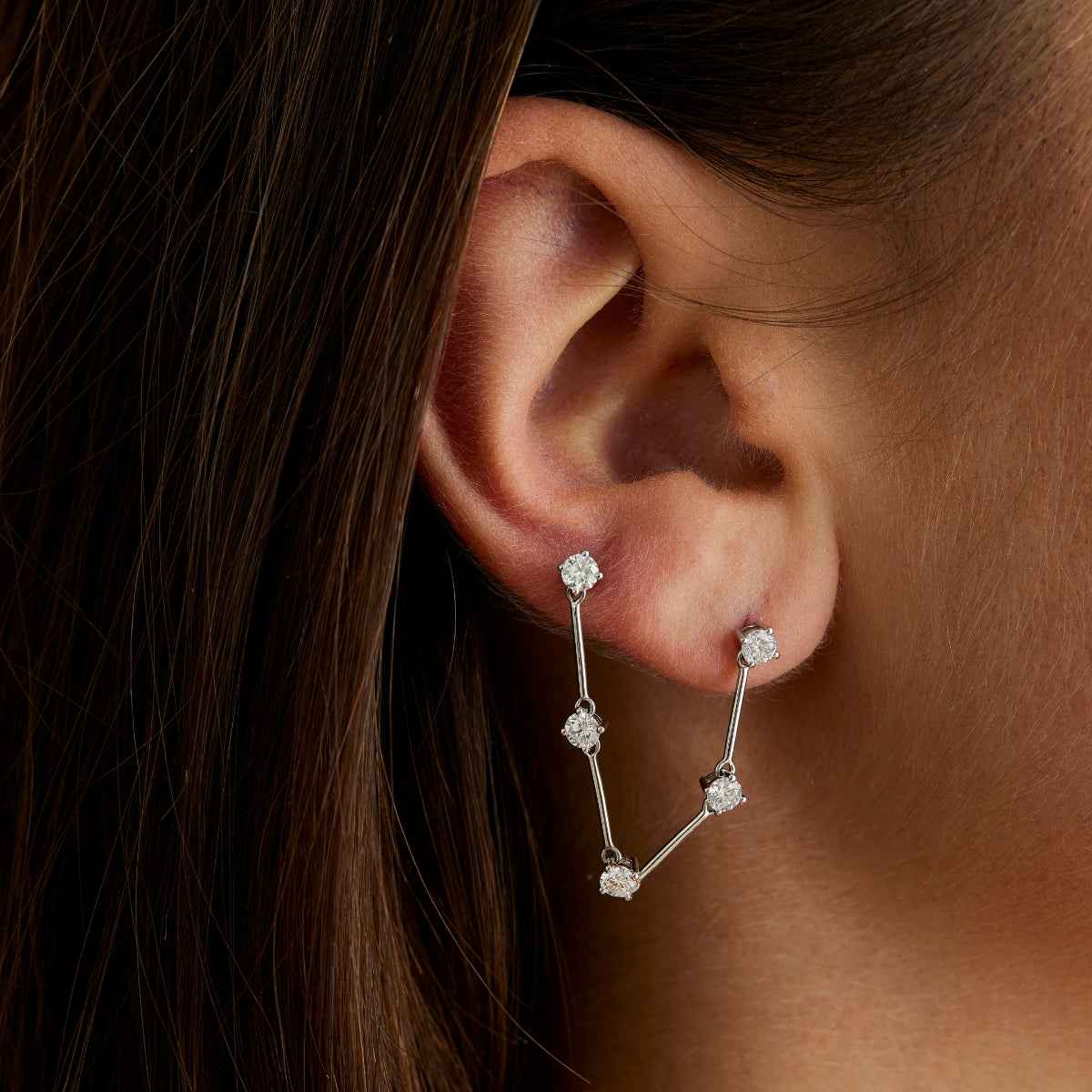 NATALIA DOUBLE Diamond Stud Earring Single