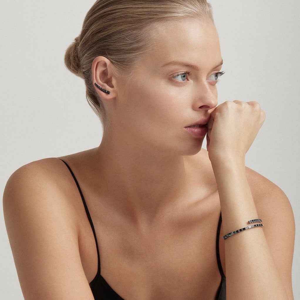 DASHA Medium Black Diamond Ear Cuff Single - ALINKA Fine Jewellery