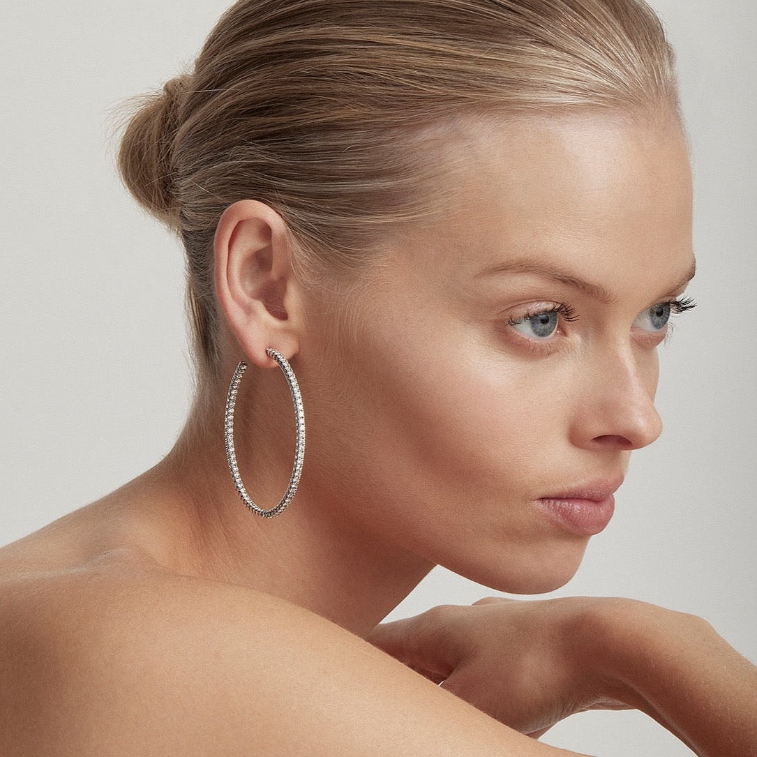 RIVIERA Diamond Hoop Earrings Pair