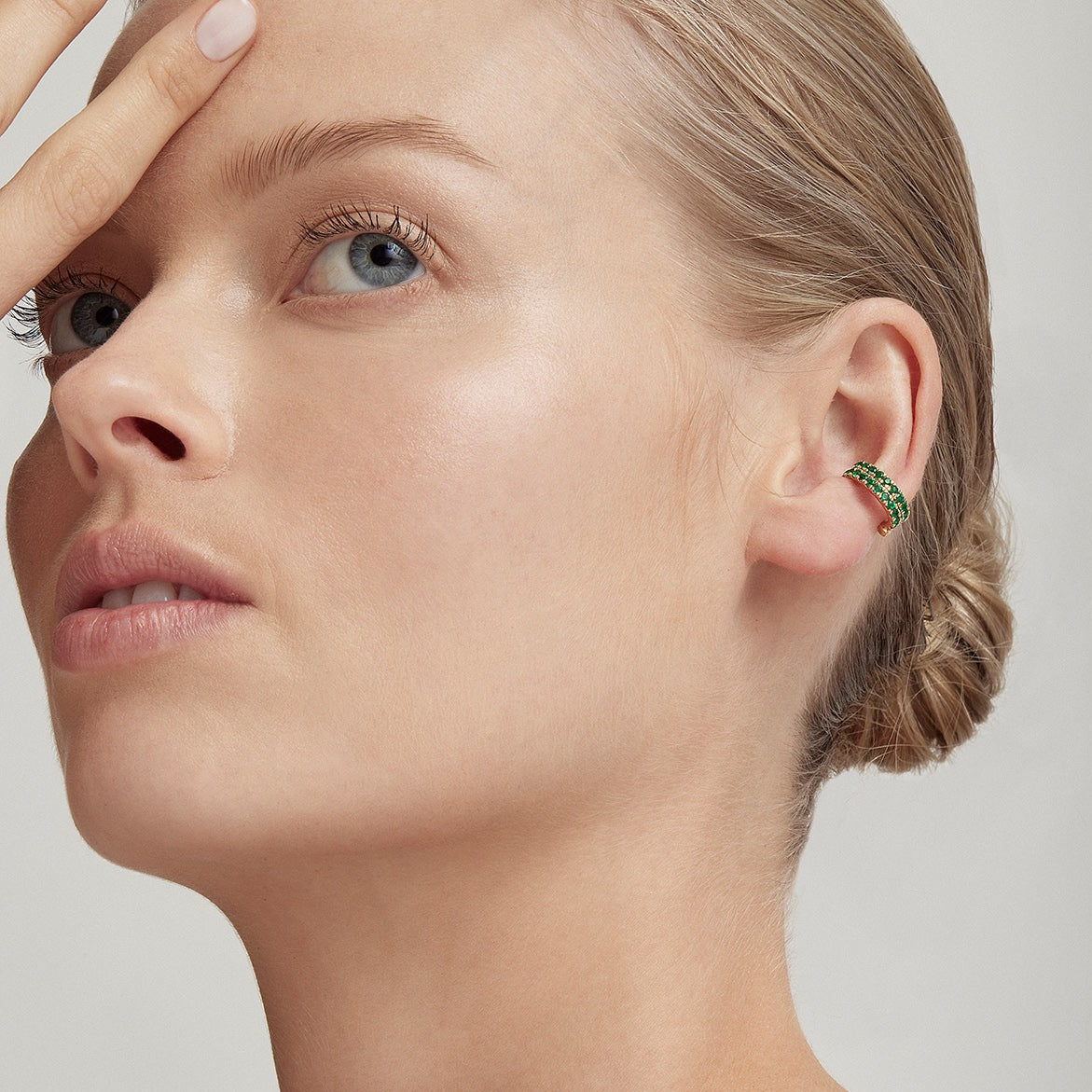 ELENA Double Row Emerald Ear Cuff Single