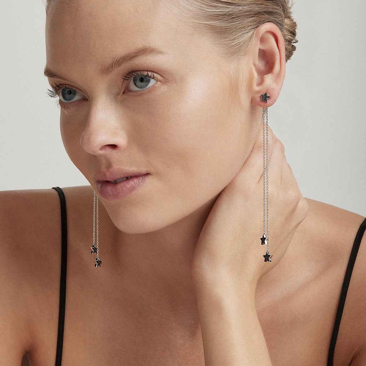 STASIA Star MINI Multiwear Black Diamond Drop Earring Single