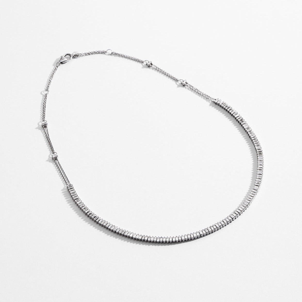 AURORA Baguette Diamond Tennis Necklace 6ct