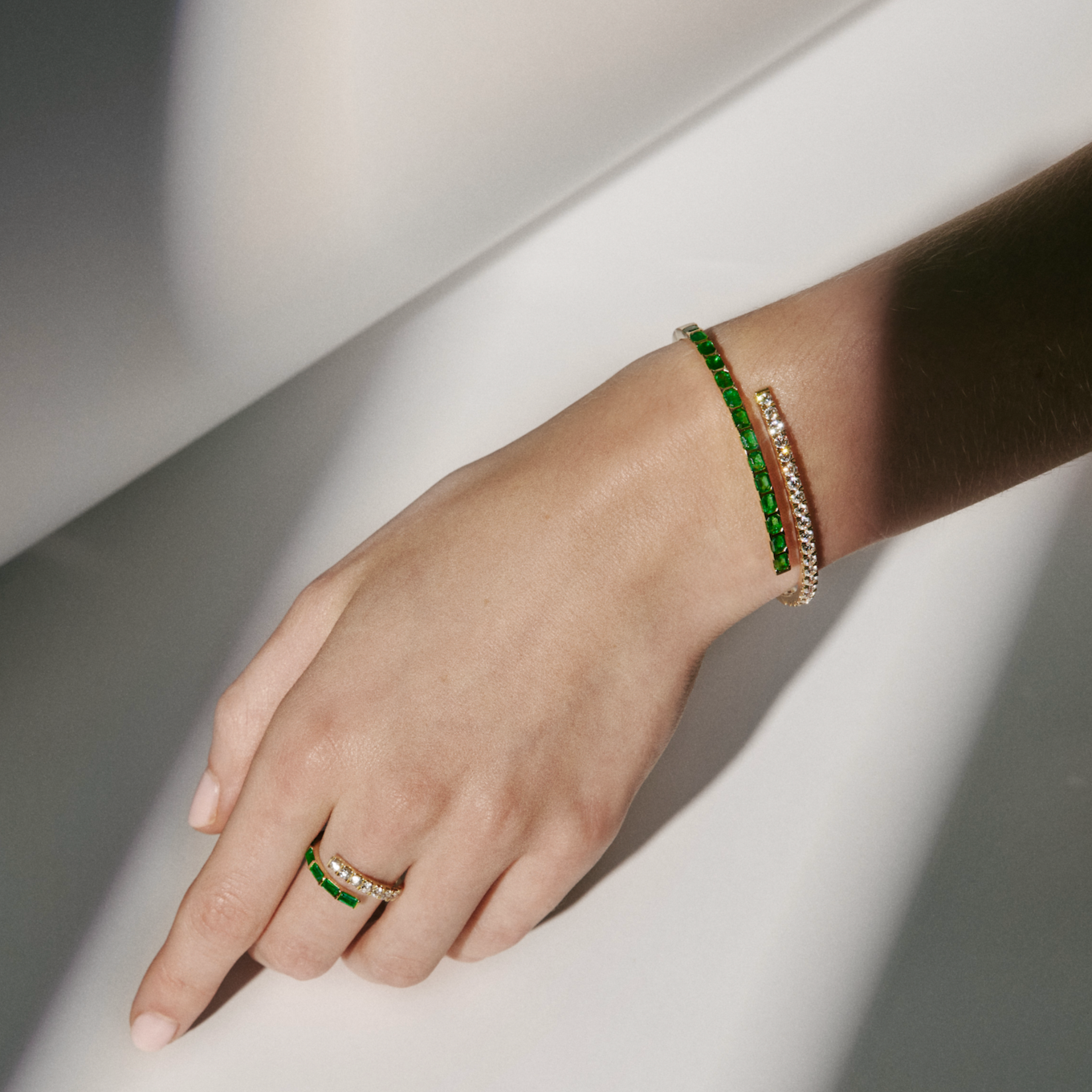 ECLIPSE Emerald and Diamond Bangle