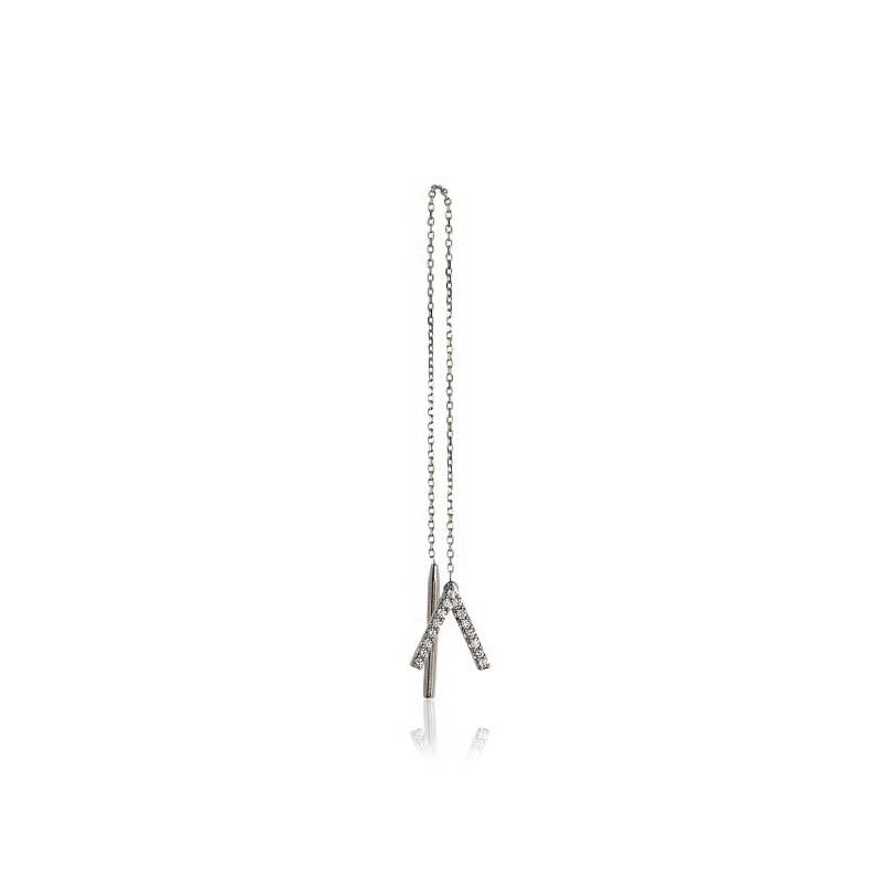 ID Initial Diamond Thread Earring Single