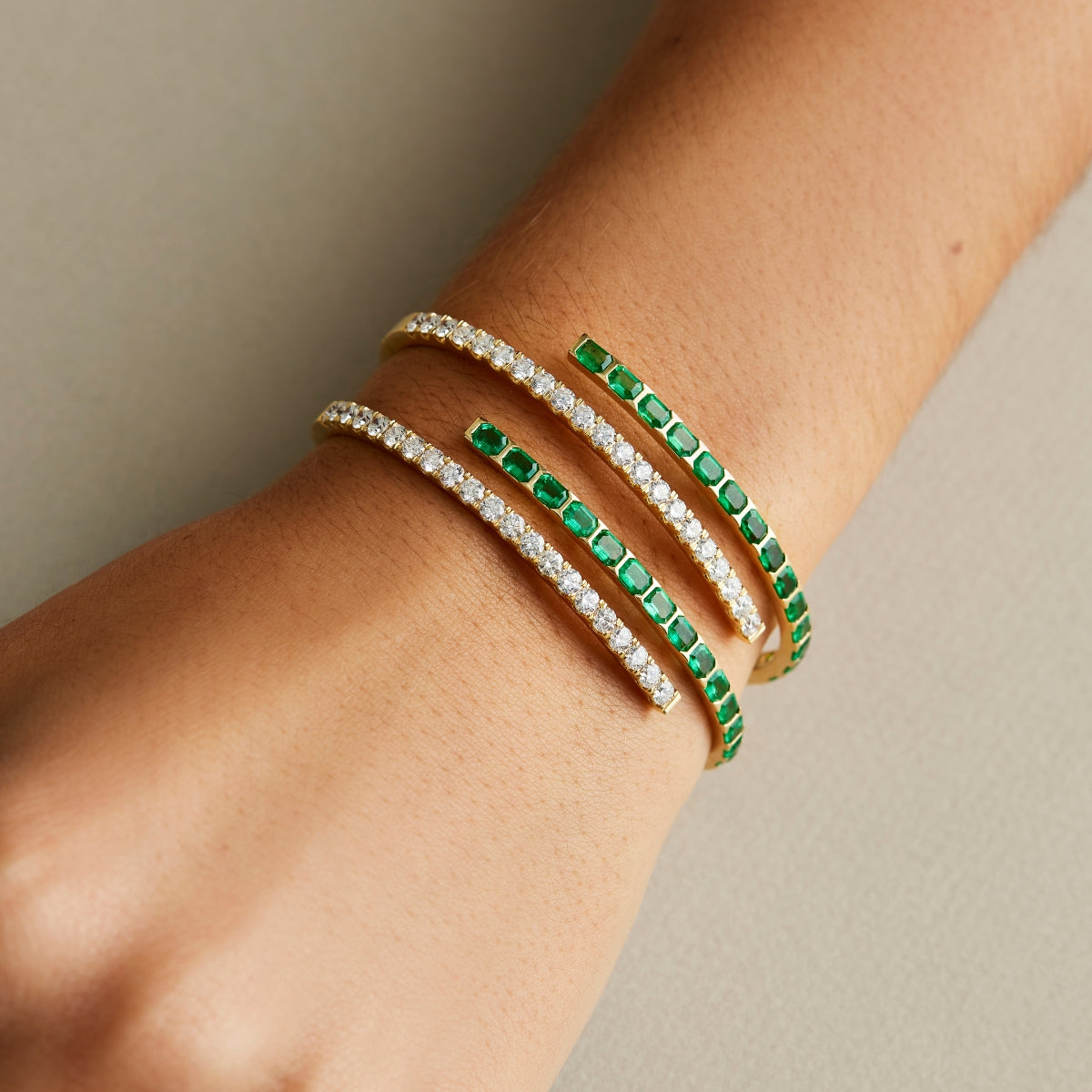 ECLIPSE Emerald and Diamond Bangle