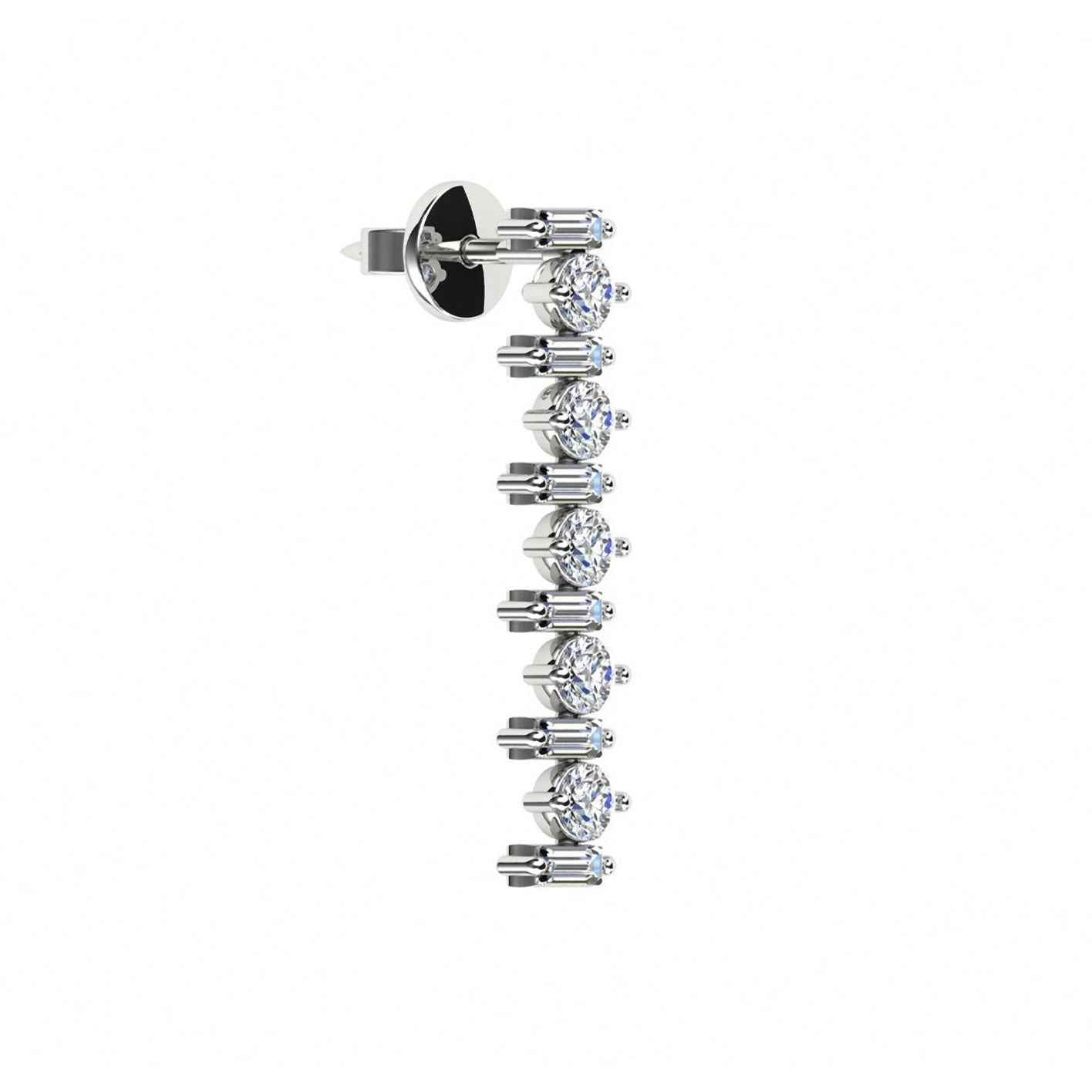 AMALFI Baguette and Brilliant Cut Diamond Drop Earrings Pair