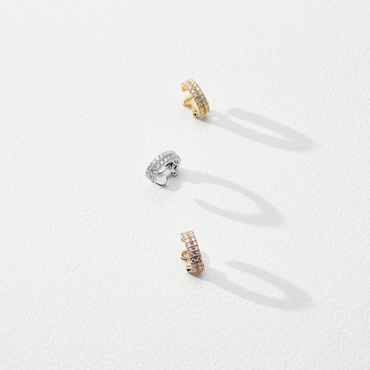 ELENA Double Row Diamond Ear Cuff Single