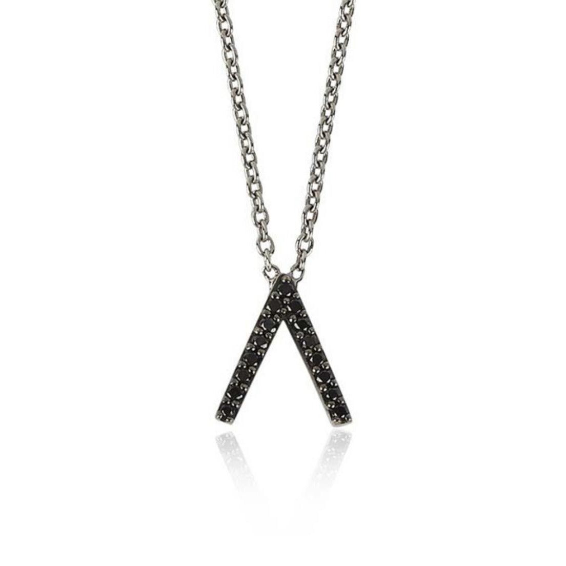 ID Initial Black Diamond Necklace
