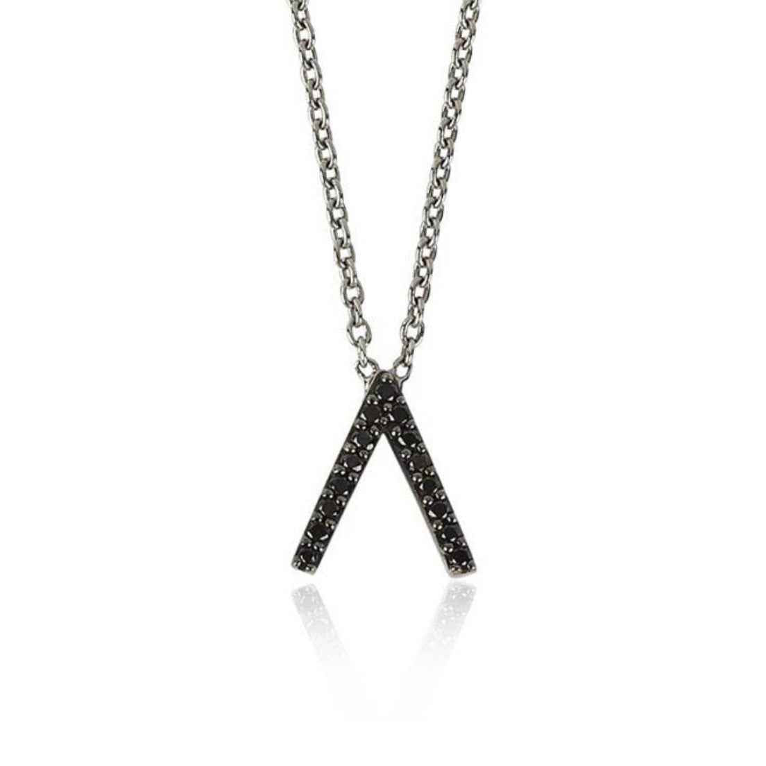 ID Initial Black Diamond Necklace