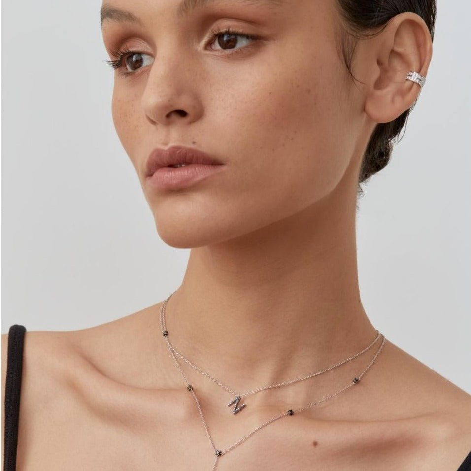ID Initial Black Diamond Necklace