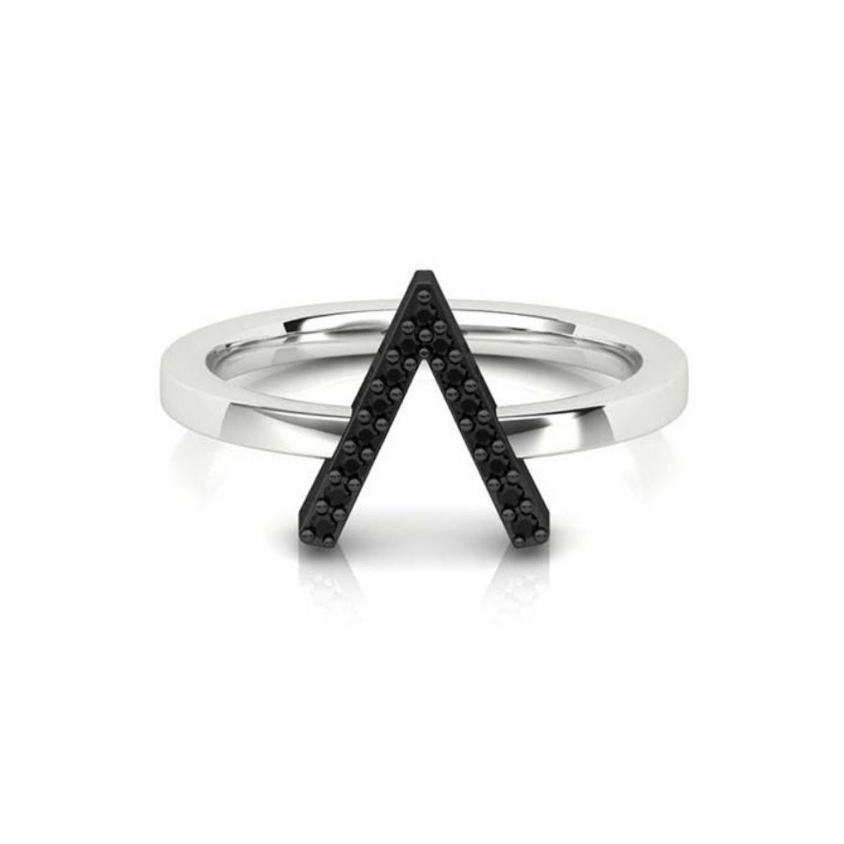 ID Initial Black Diamond Ring