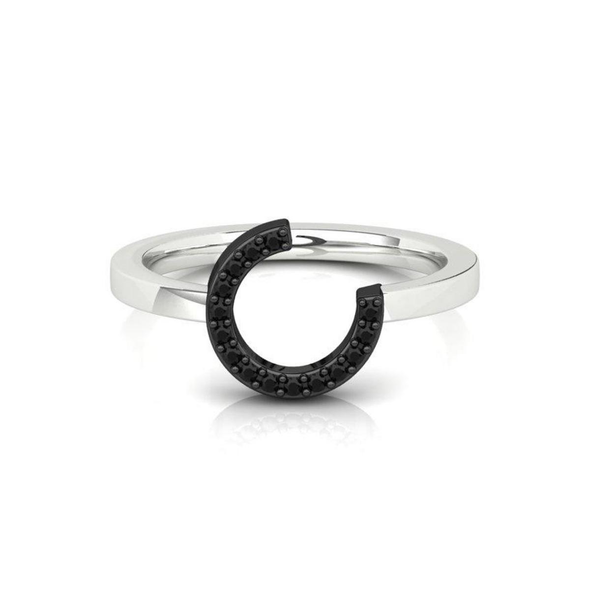 ID Initial Black Diamond Ring