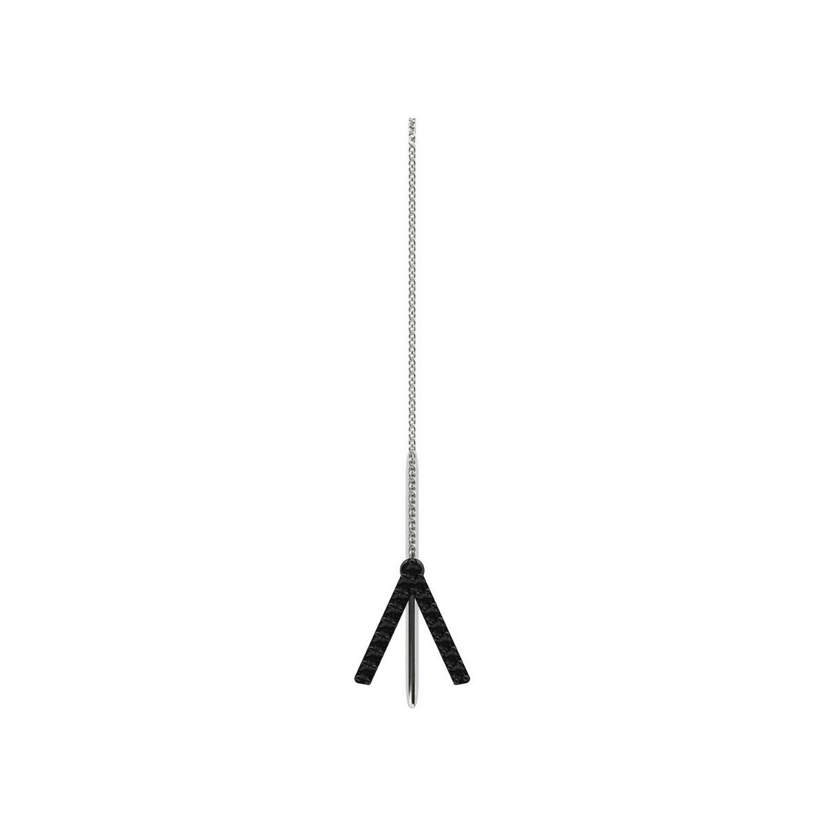 ID Initial Black Diamond Thread Earring Single