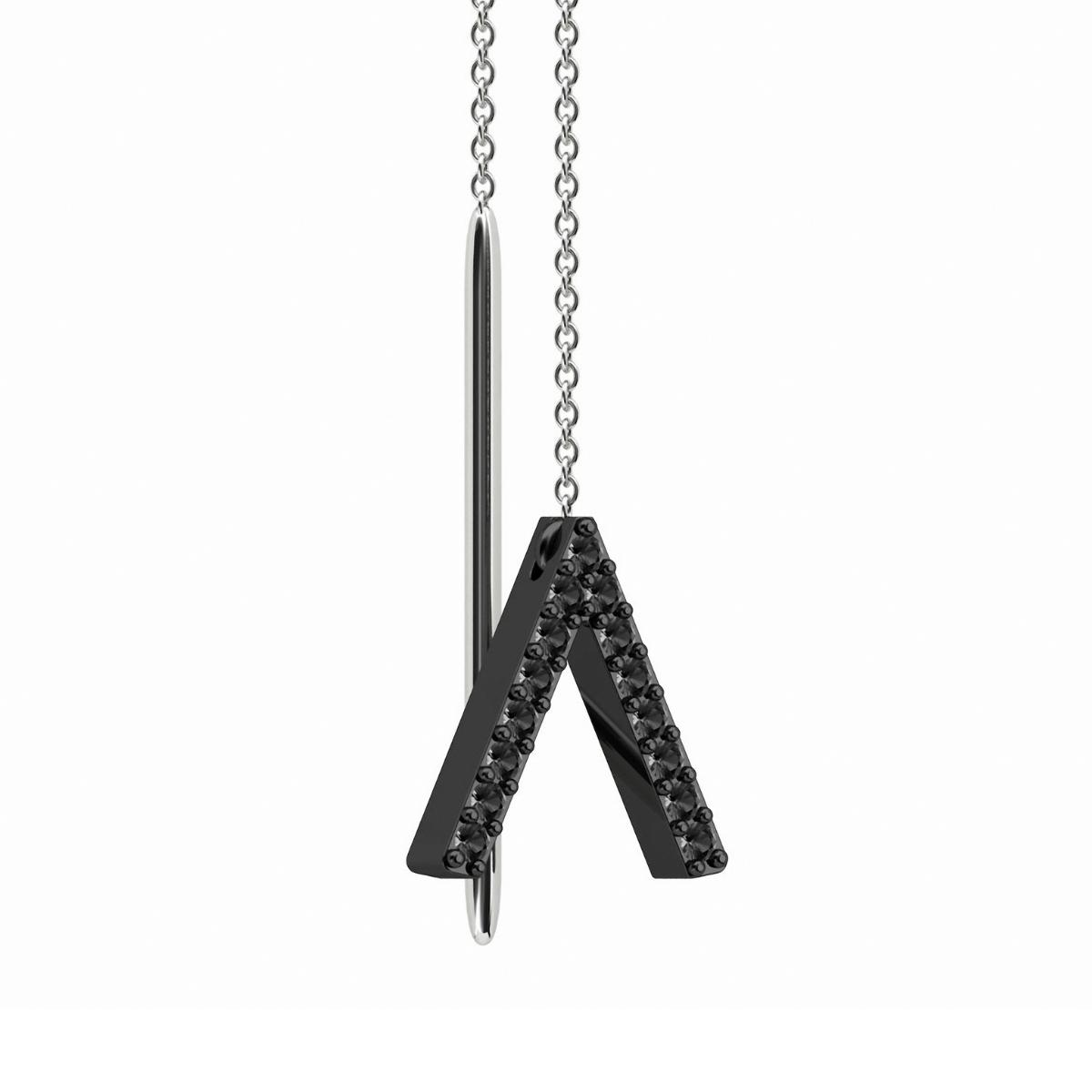 ID Initial Black Diamond Thread Earring Single