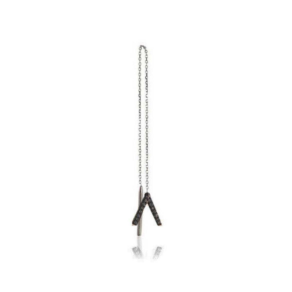 ID Initial Black Diamond Thread Earring Single
