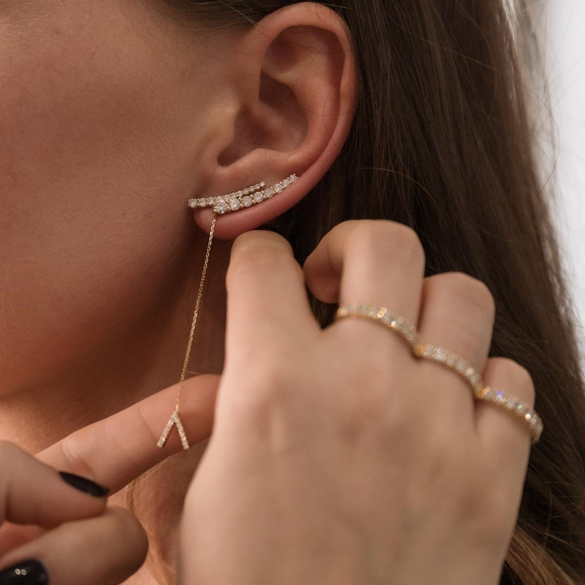 ID Initial Diamond Thread Earring Single