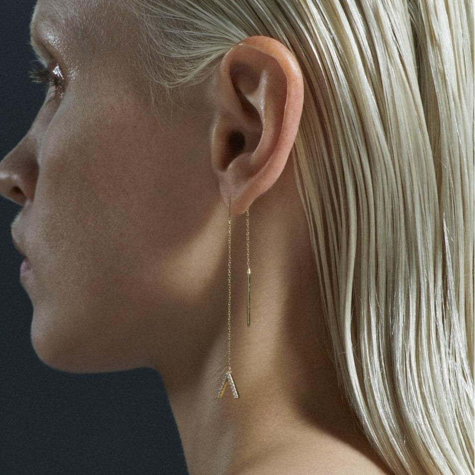 ID Initial Diamond Thread Earring Single
