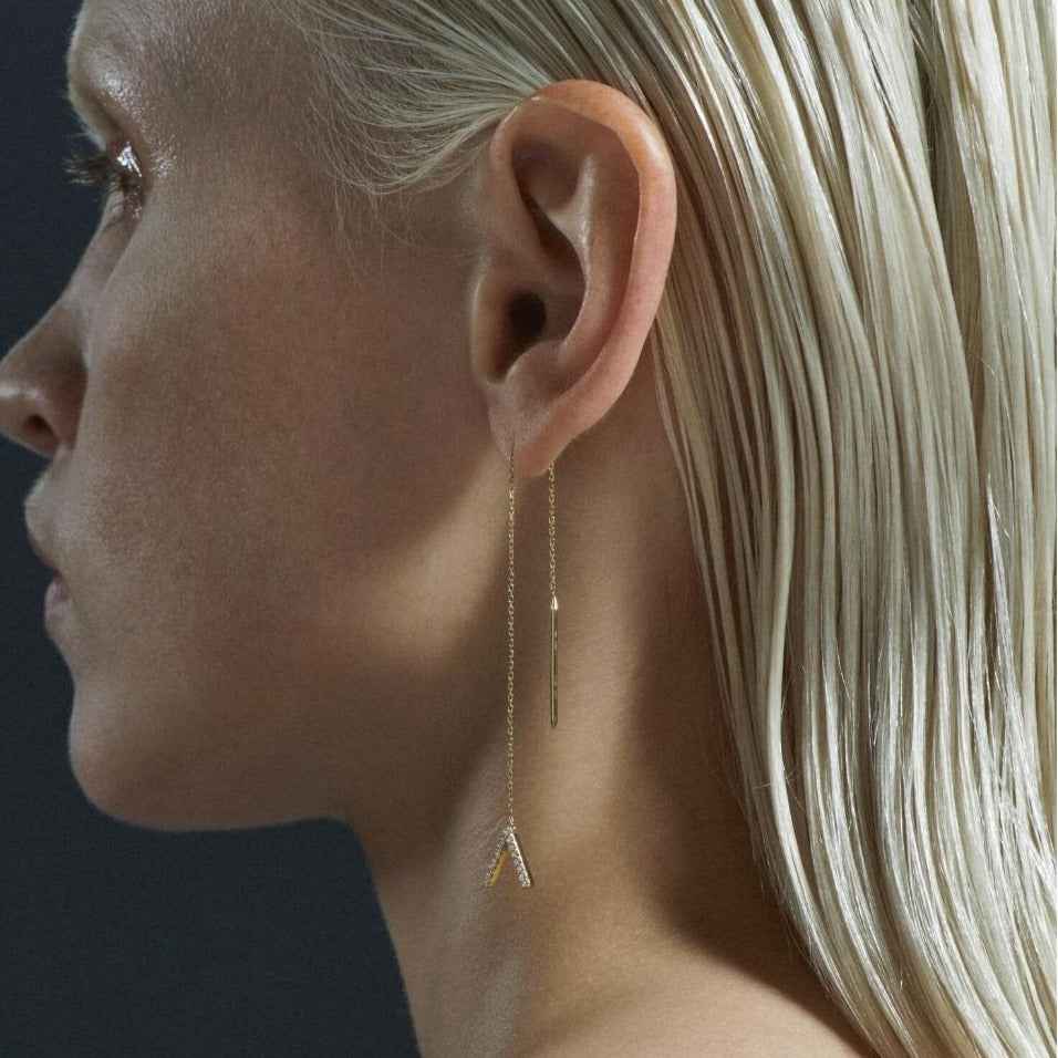 ID Initial Diamond Thread Earring Single