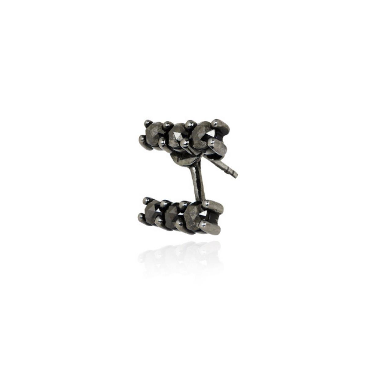 LARA Multiwear Black Diamond Stud Earring Single