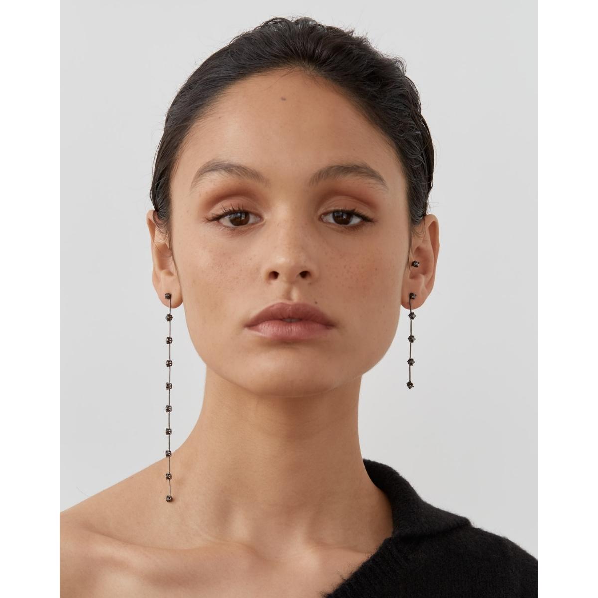 NATALIA Black Diamond Midi Drop Earring Single