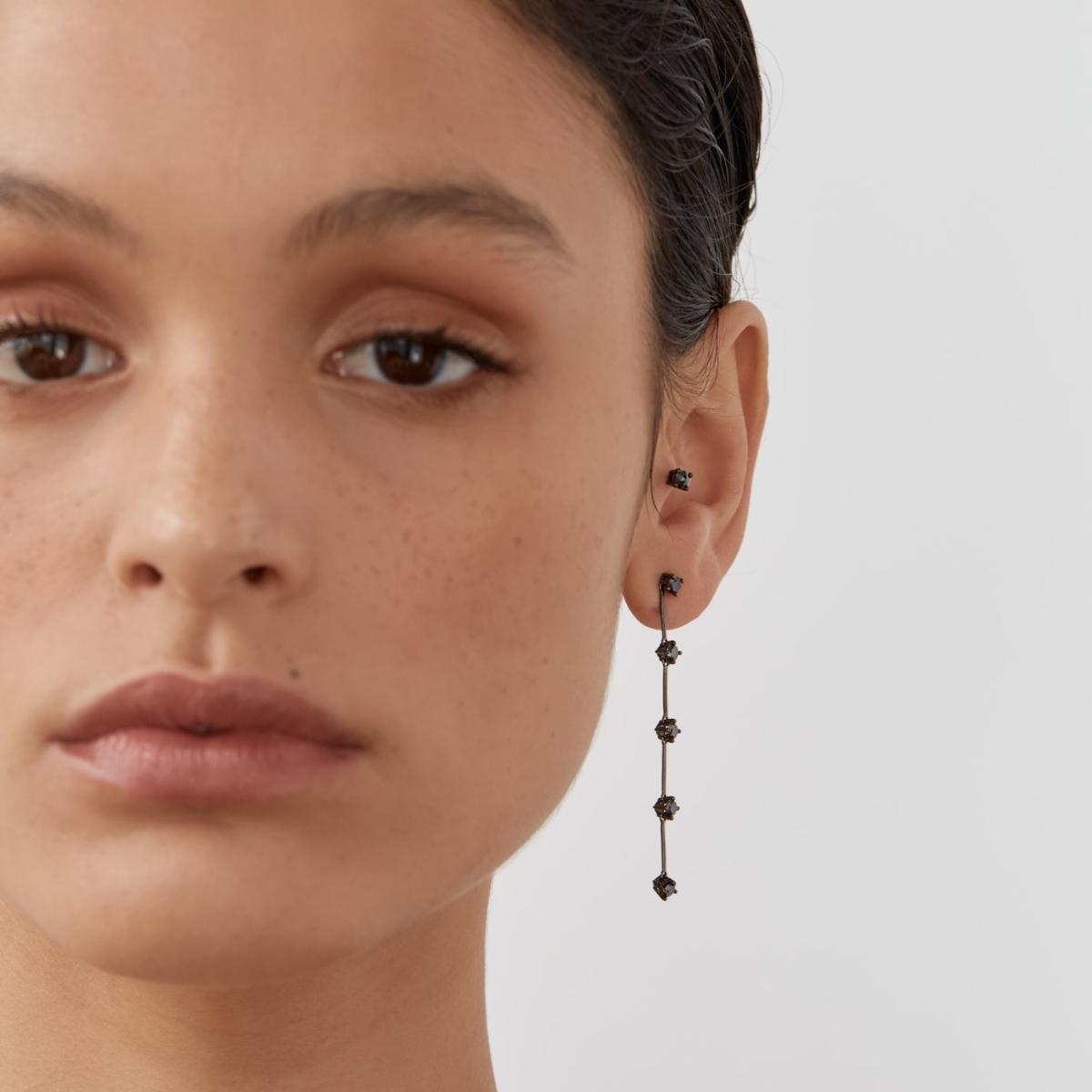NATALIA Black Diamond Midi Drop Earring Single