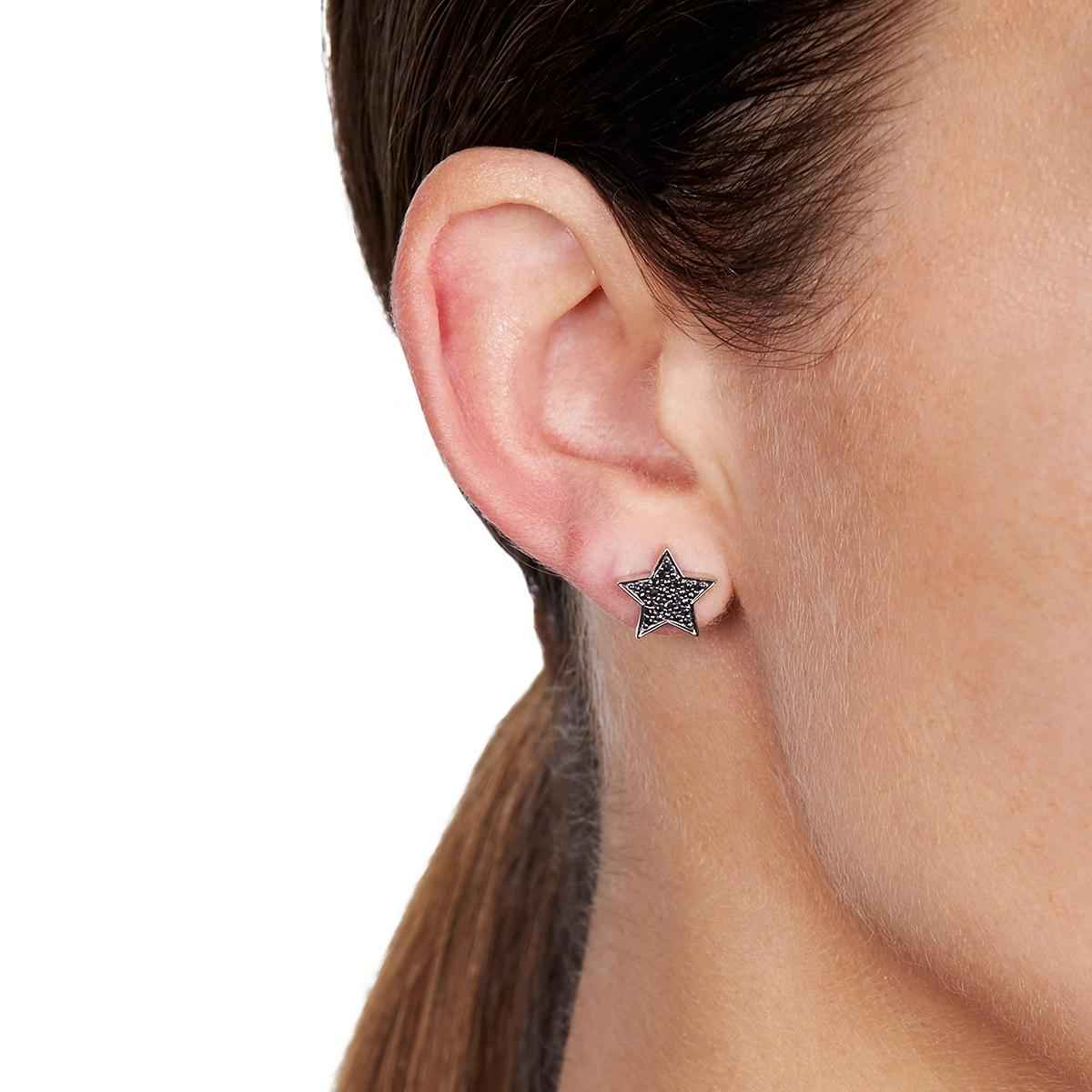 STASIA Star Black Diamond Stud Earring Single