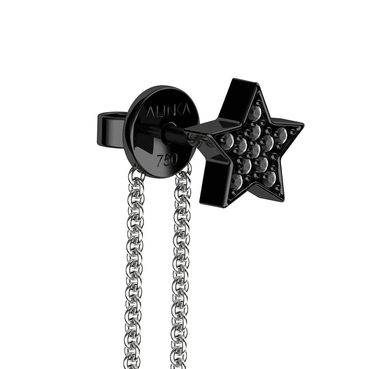 STASIA MINI Multiwear Chain Drop Black Diamond Stud