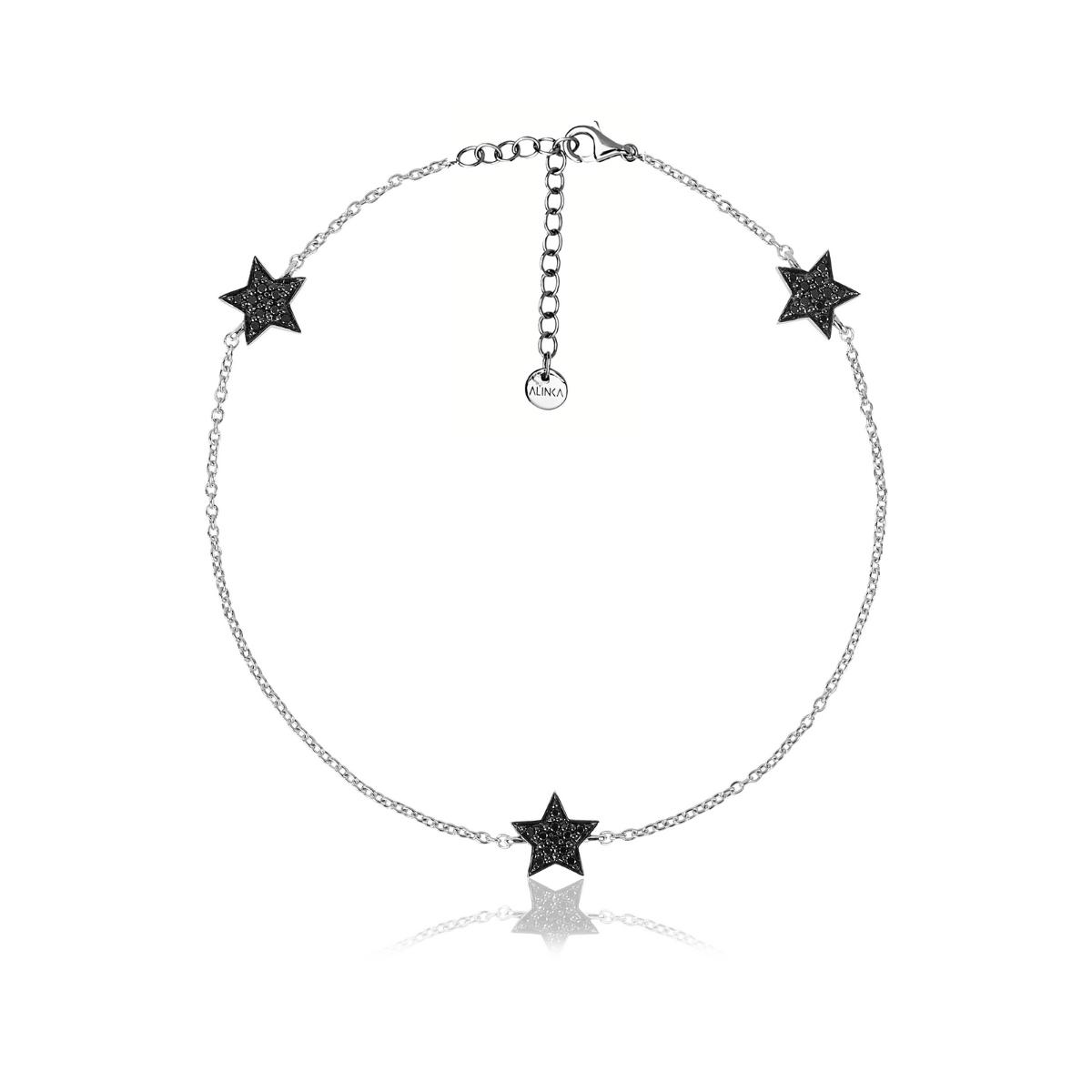 STASIA MINI Triple Star Black Diamond Anklet