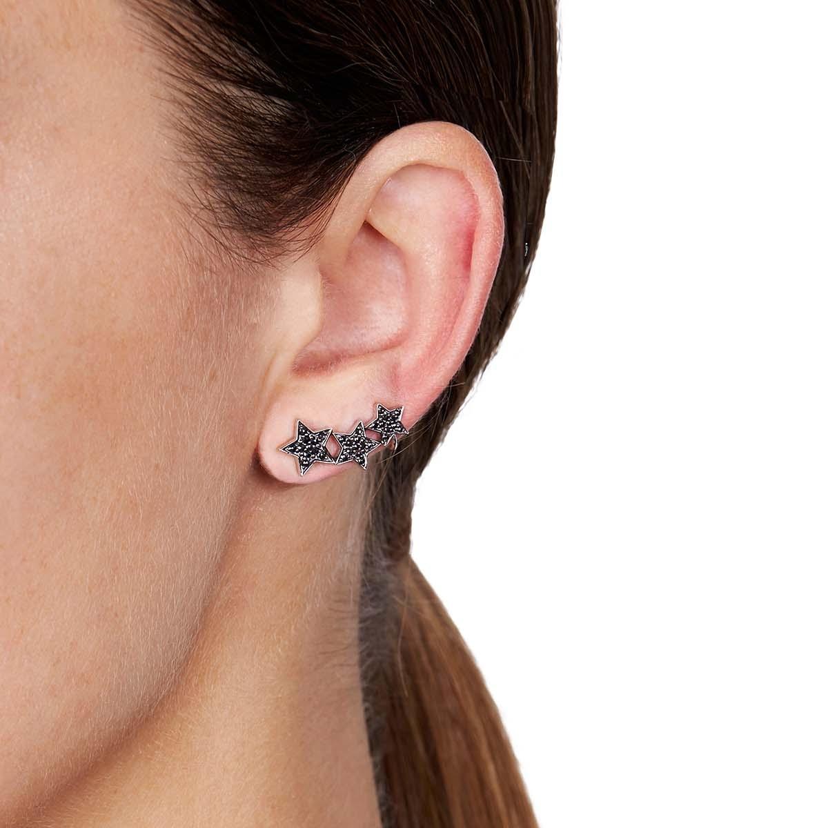 STASIA Triple Star Black Diamond Ear Cuff Single