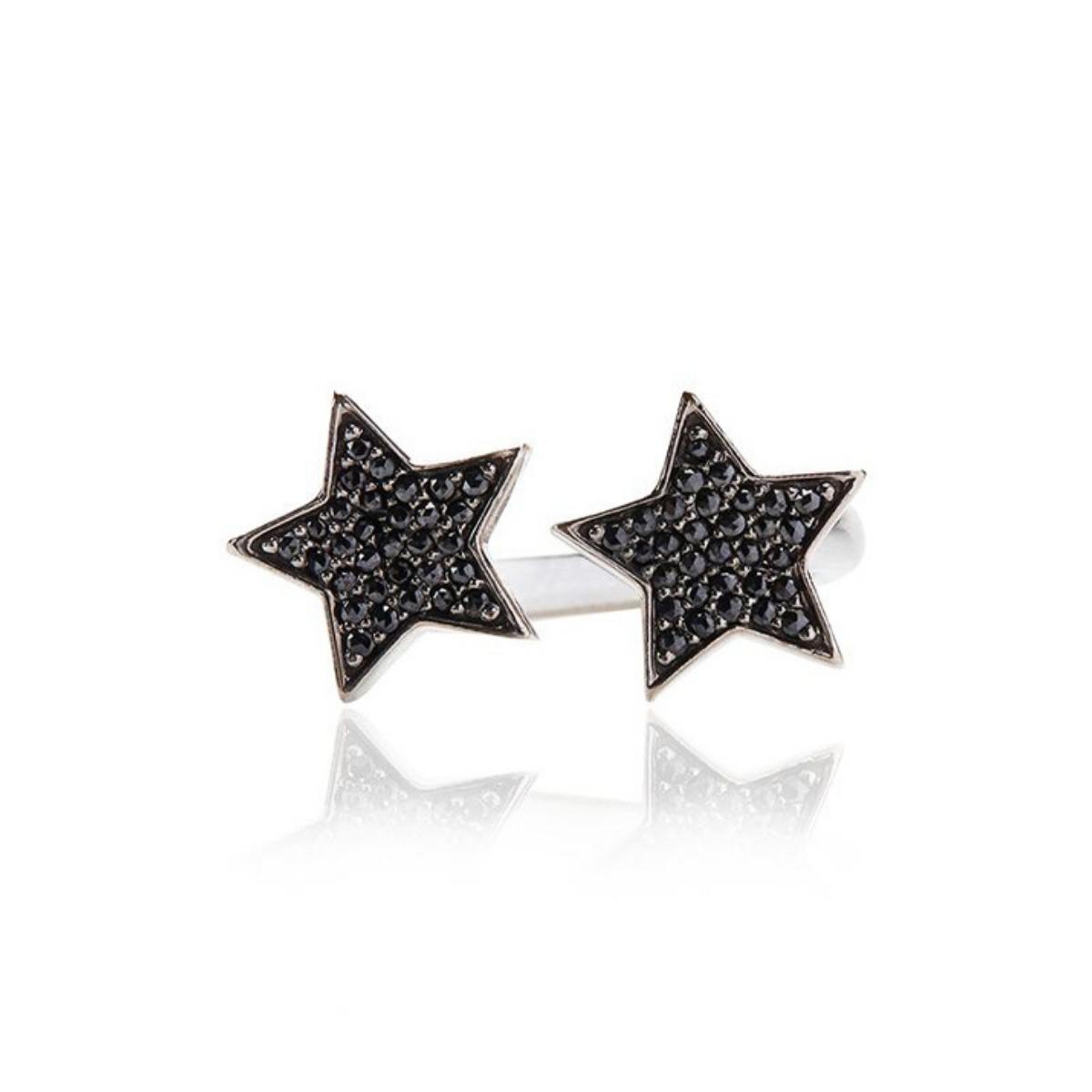 STASIA Two Star Black Diamond Ring