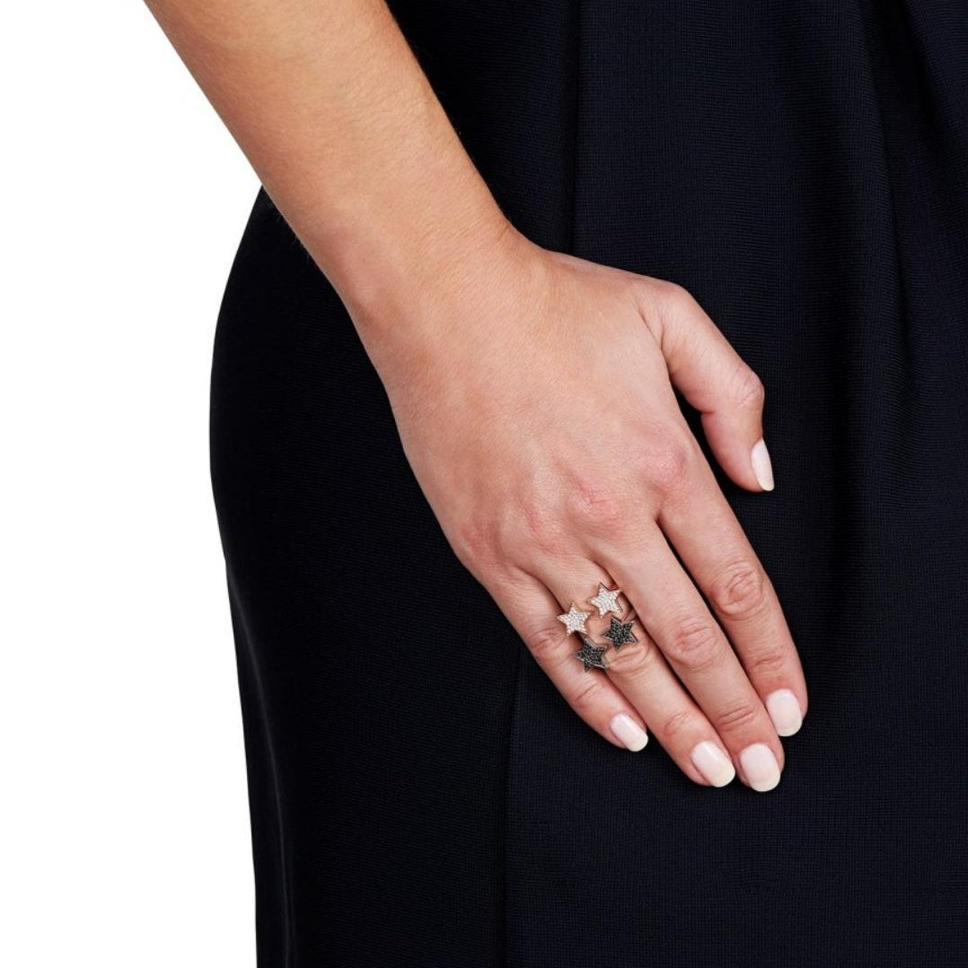 STASIA Two Star Black Diamond Ring