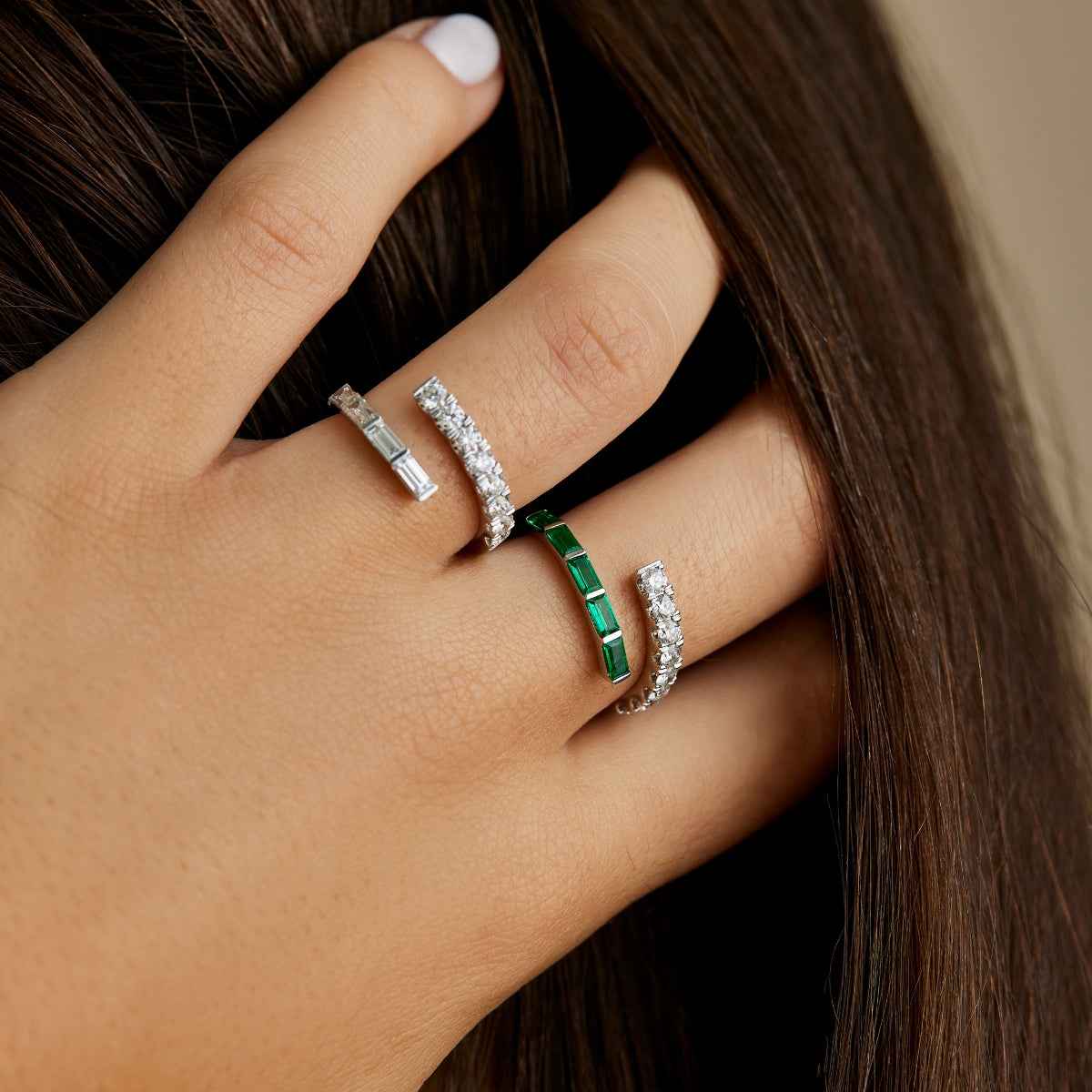 ECLIPSE Grande Baguette Emerald and Diamond Ring