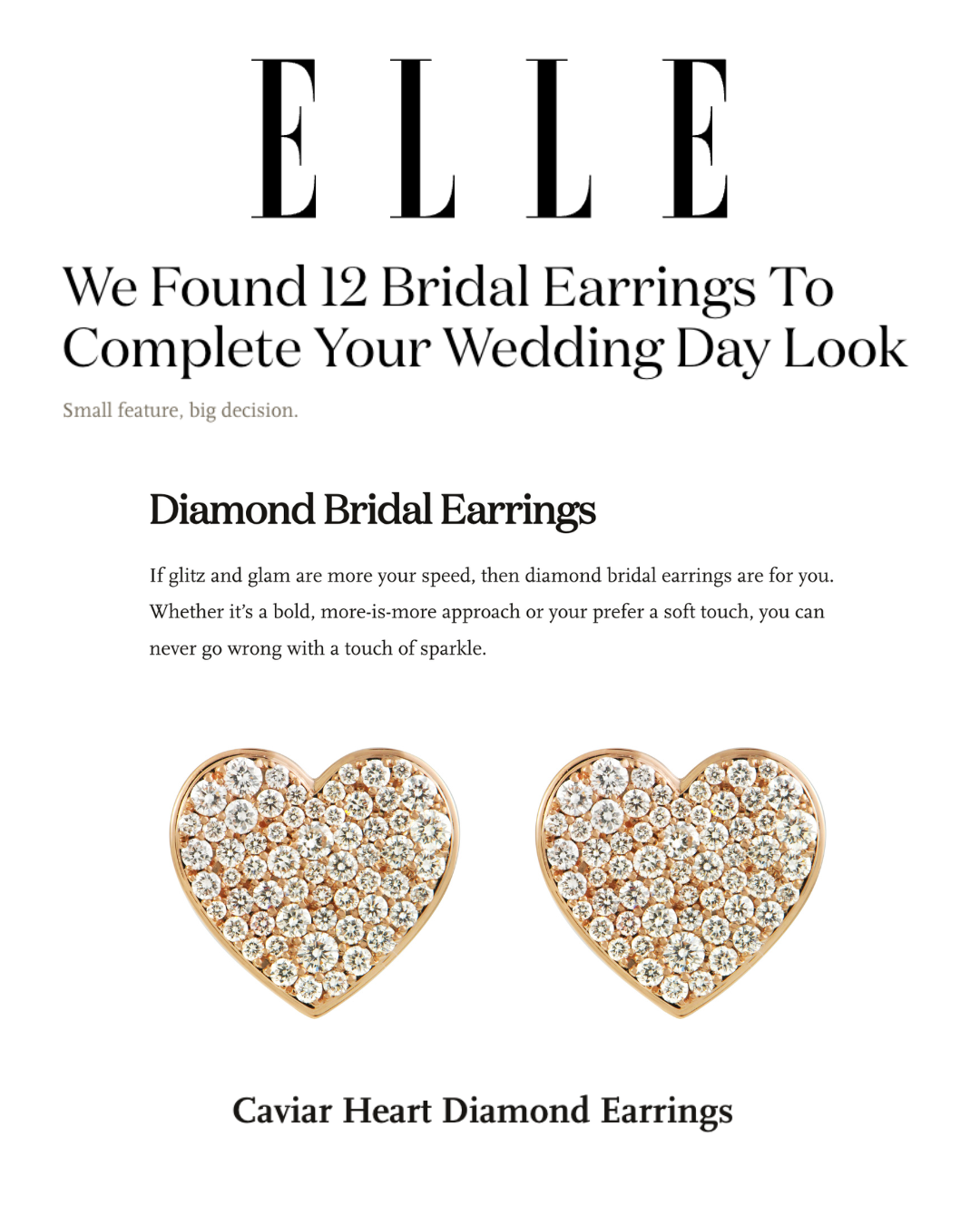 ELLE \ We Found 12 Bridal Earrings To Complete Your Wedding Day Look