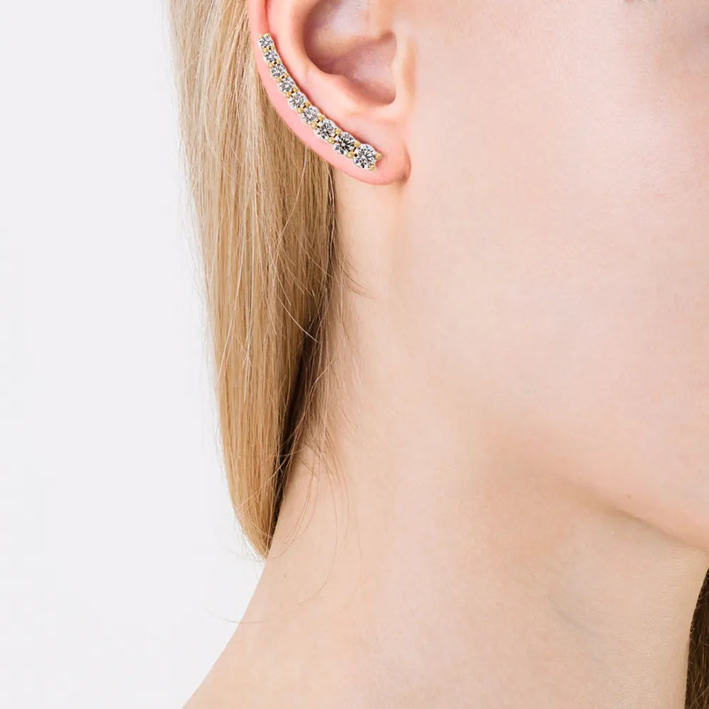 DASHA Large Diamond Ear Cuff Single